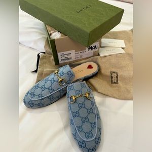 GUCCI Princetown GG Canvas Mules in blue